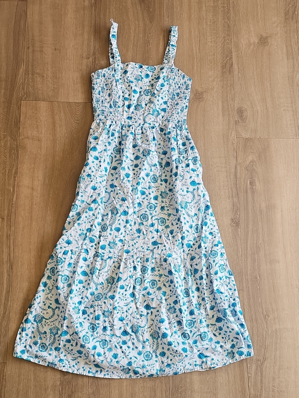 Draper James Blue and White Floral Smocked Sundress Womens Size XS
